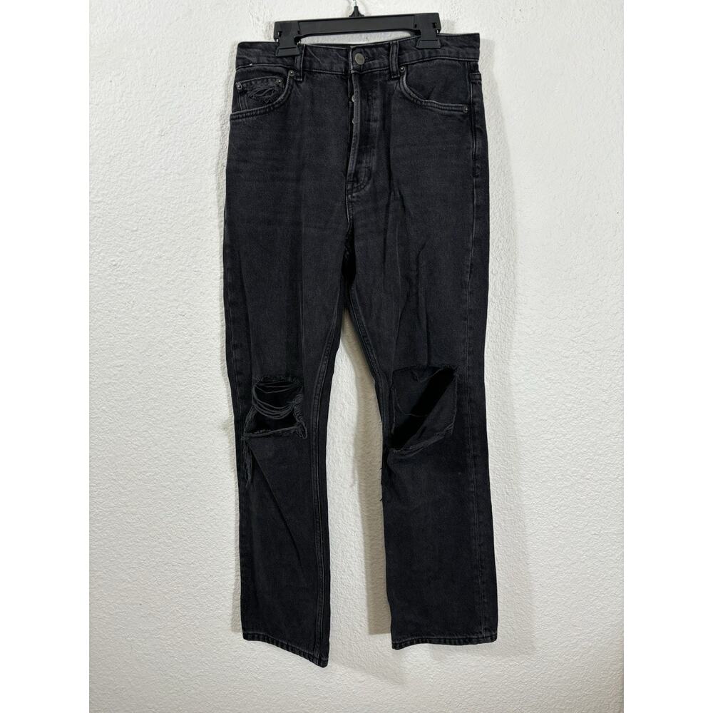 Reformation Cynthia High Rise Jeans Size 27 Destroyed Denim Black Cotton Blend